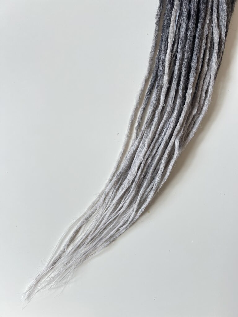 Handmade Ombré Dreadlocks – Dark Brown/Grey detail