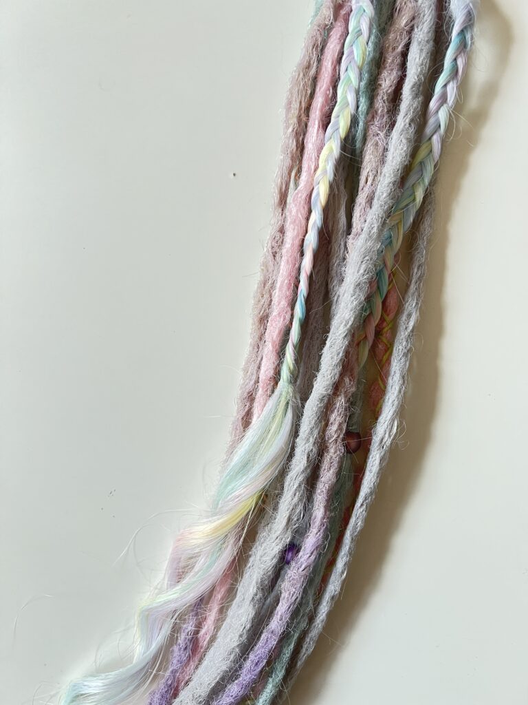 Handmade Dreadlock Hair Ties – Rainbow detail